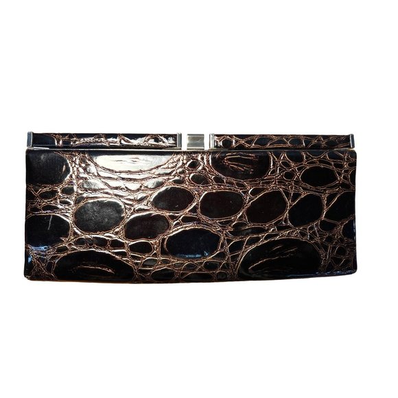 Nine West Purse Brown Faux Leather Clutch Bag - Picture 1 of 6